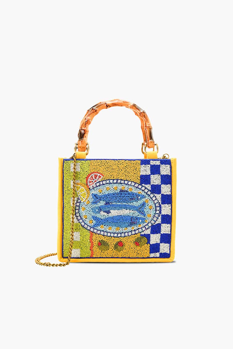 America & Beyond - Mediterranean Sardine Hand-Beaded Mini Tote