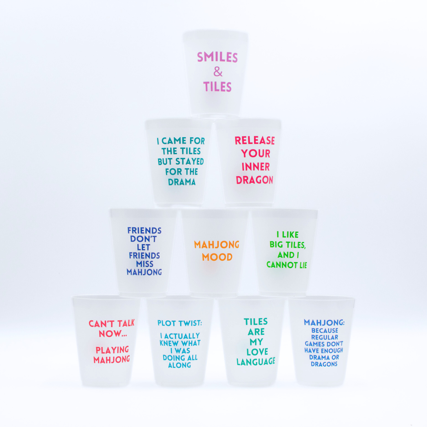 My Fair Mahjong - Mahjong Frosted Cups |  10 Different Designs in Every Pack