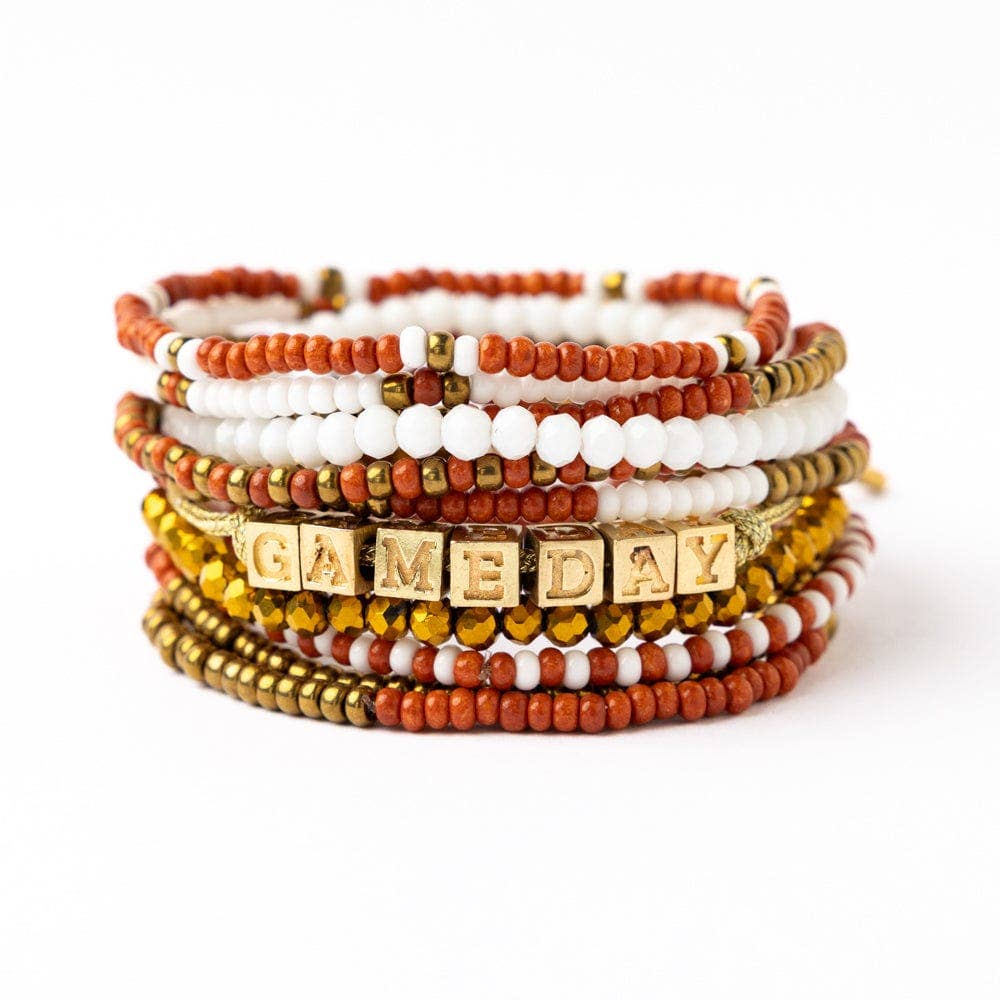 INK + ALLOY - Game Day 11-Strand Bracelet Set Burnt Orange Wholesale