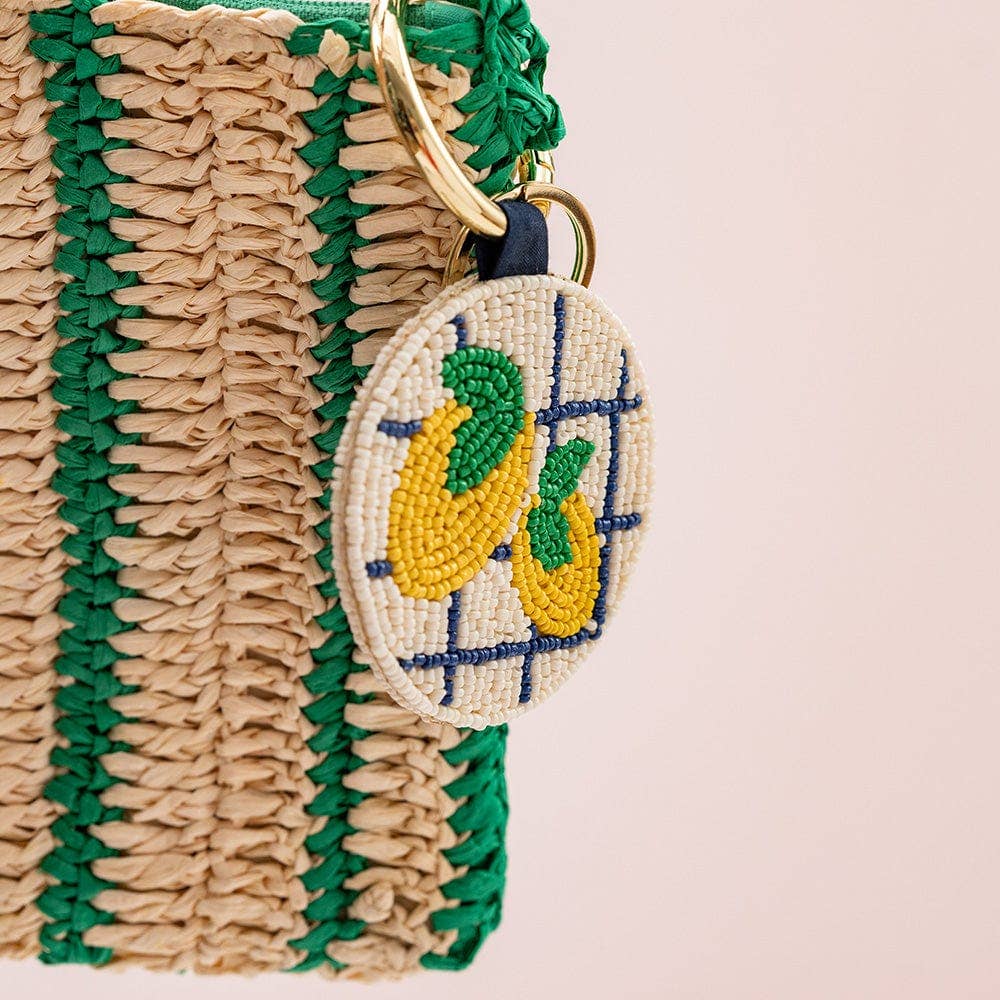 INK + ALLOY - Kelsey Lemons Seed Bead Bag Accessory Key Ring Lemon Yellow Ivory