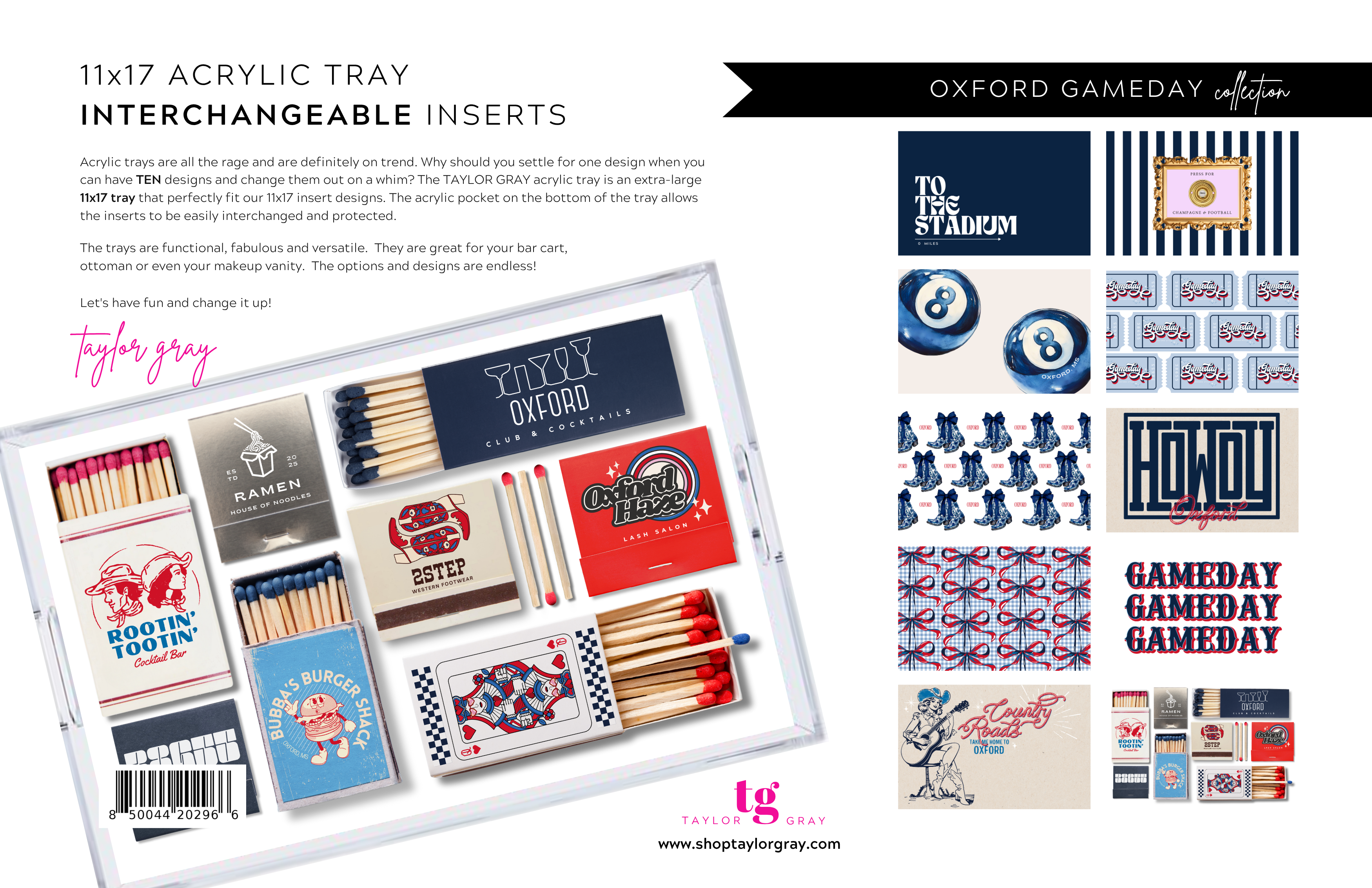 TAYLOR GRAY - 11x17 GAMEDAY OXFORD insert set of 10