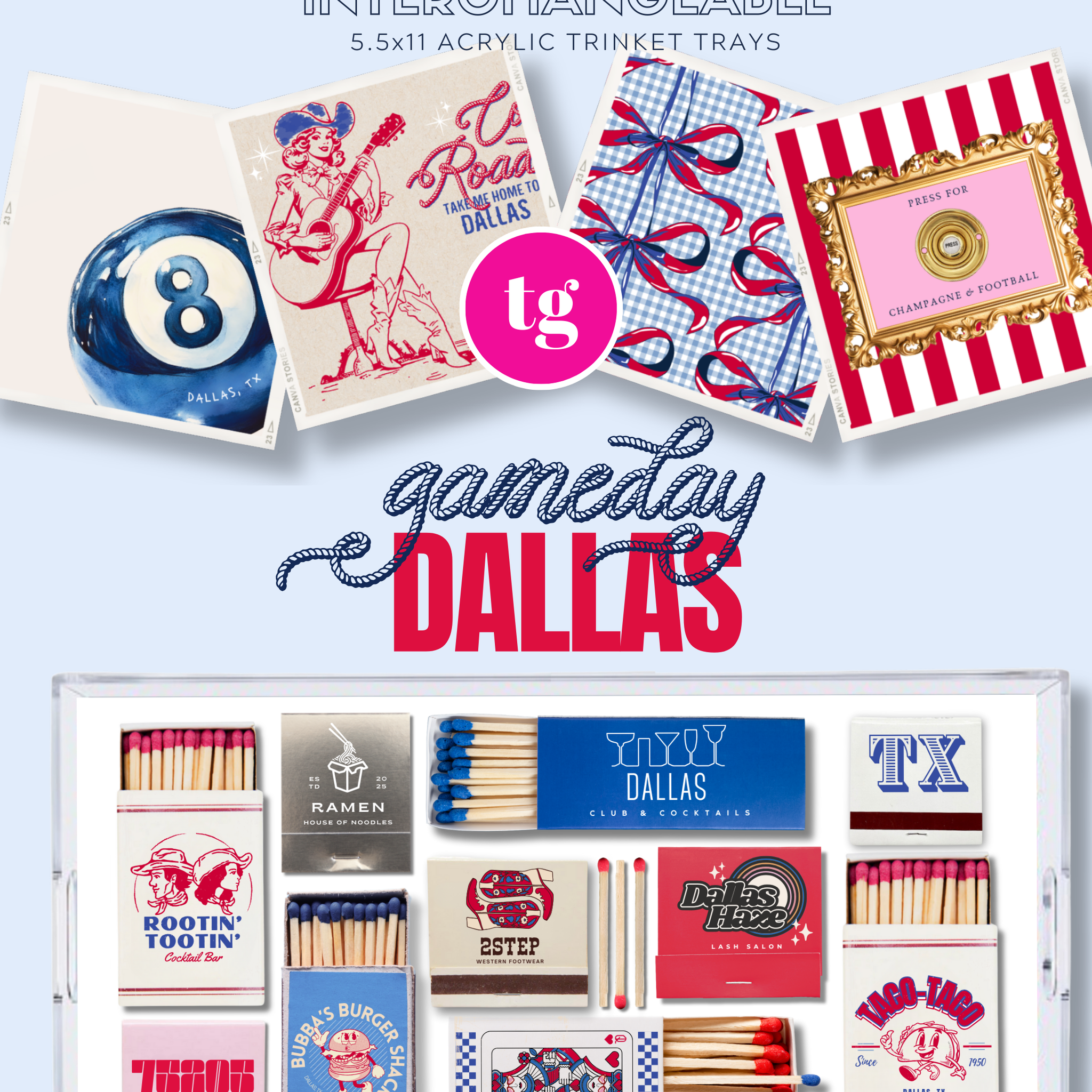 TAYLOR GRAY - 5.5x11 GAMEDAY DALLAS trinket tray insert set of 5