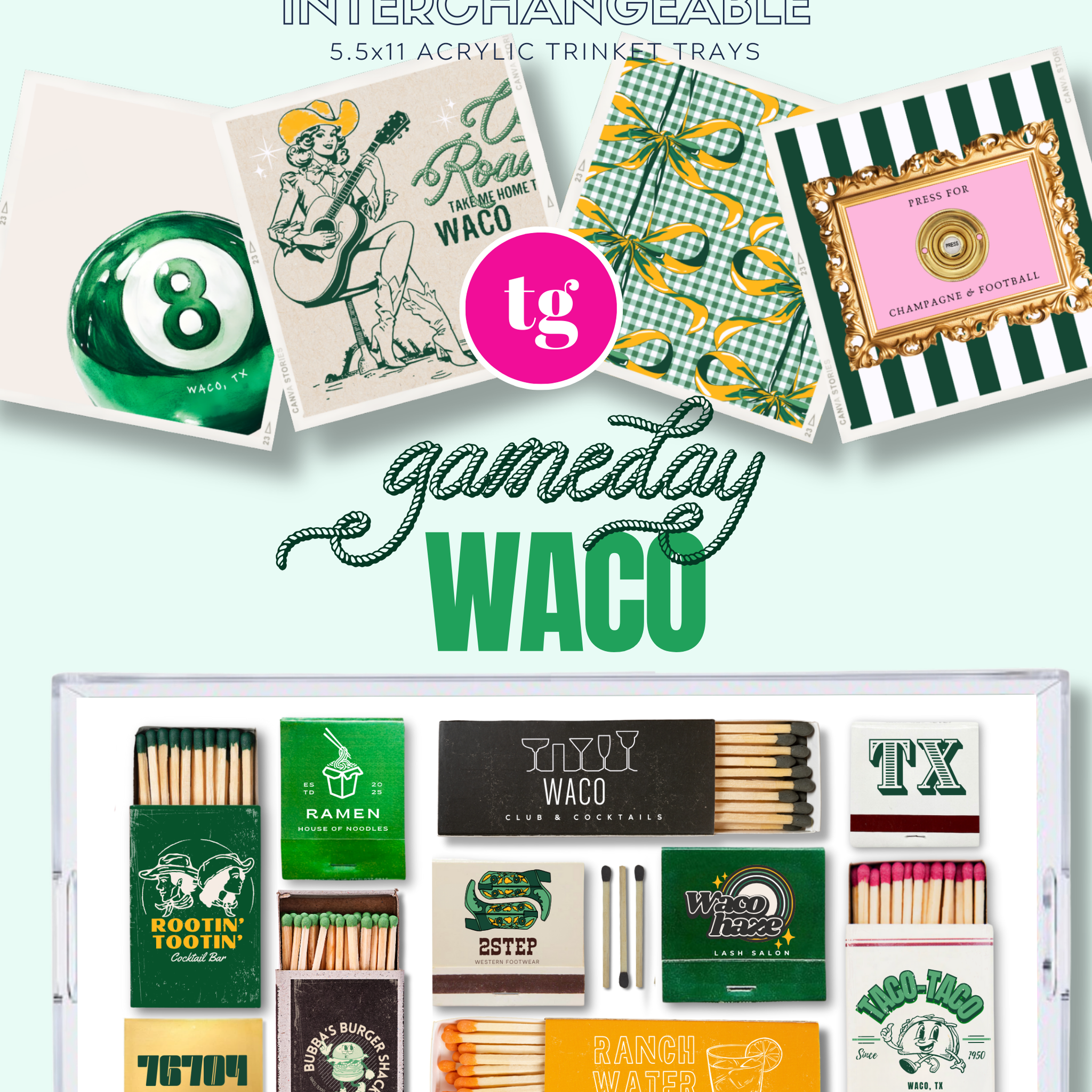 TAYLOR GRAY - 5.5x11 GAMEDAY WACO trinket tray insert set of 5