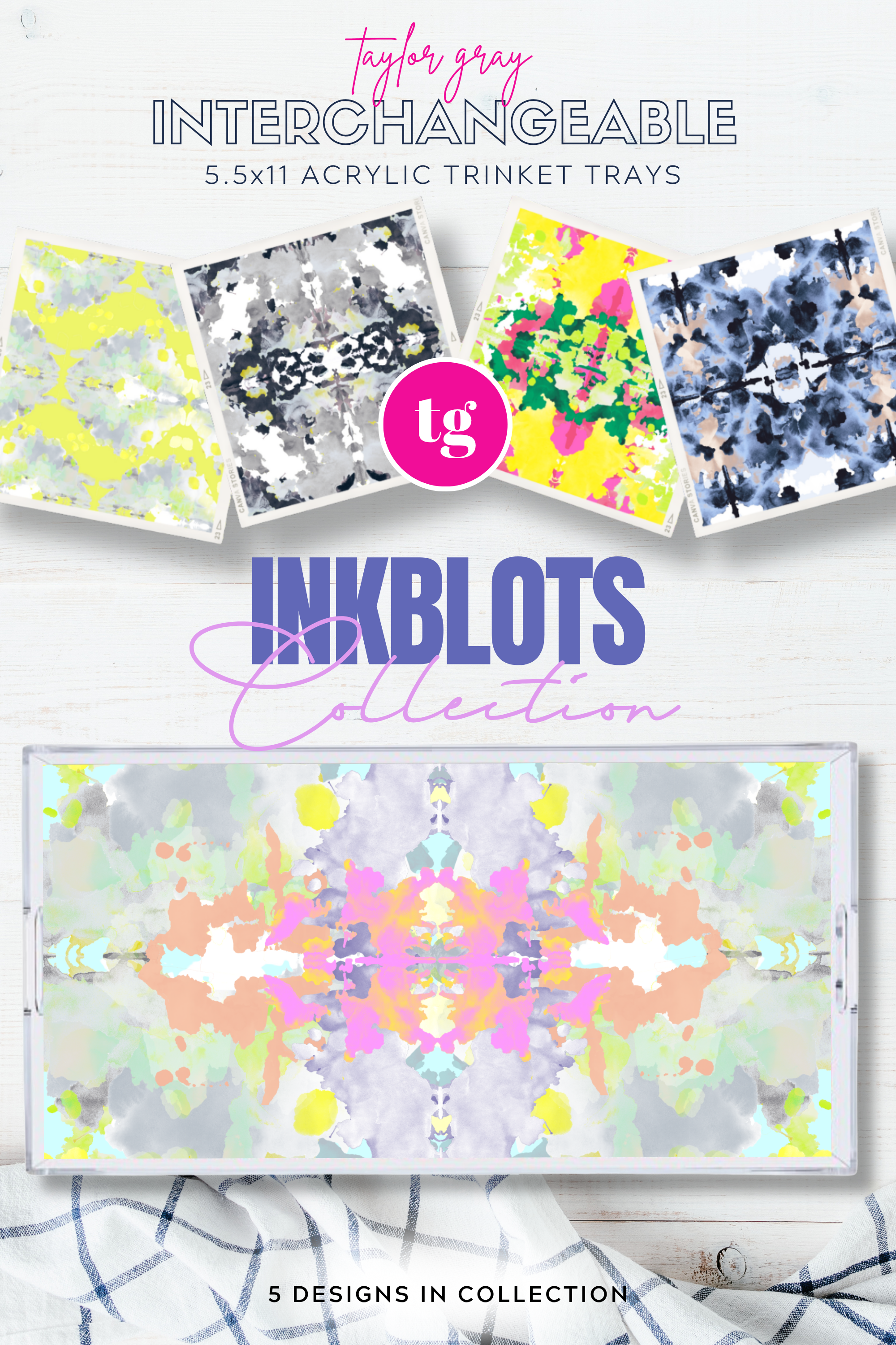 TAYLOR GRAY - 5.5x11 INKBLOTS trinket tray insert set of 5