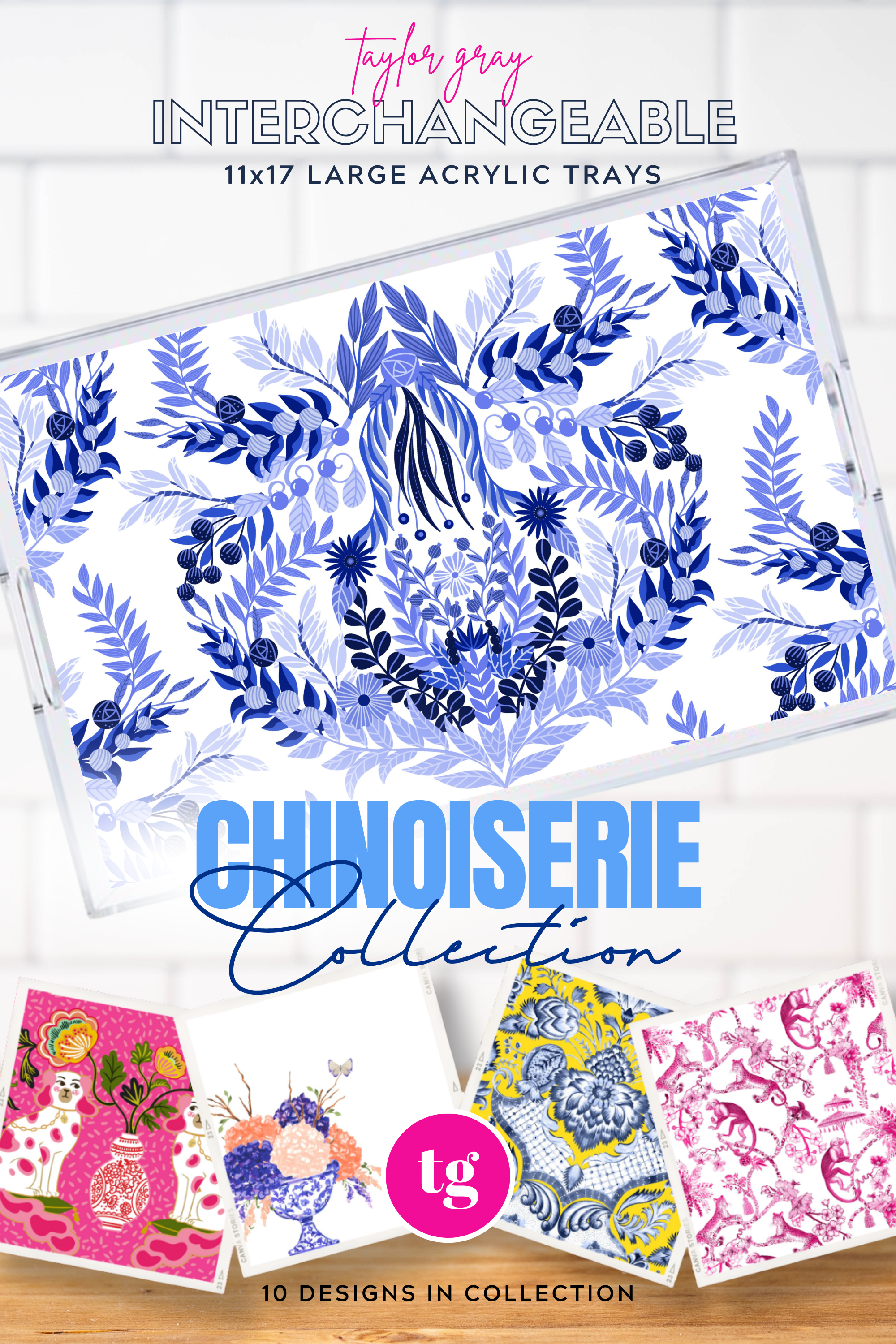 TAYLOR GRAY - 11x17 CHINOISERIE insert set of 10