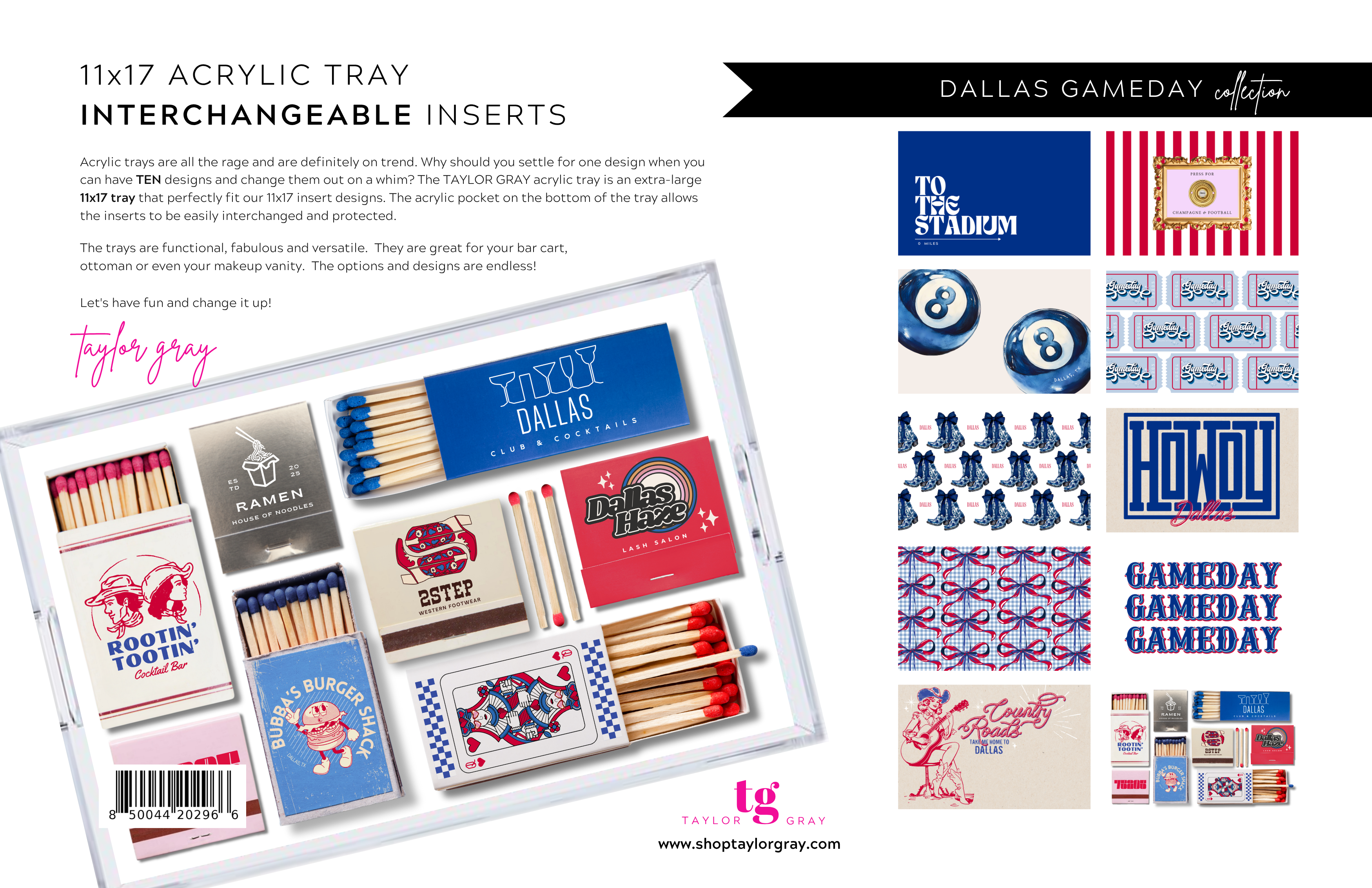 TAYLOR GRAY - 11x17 GAMEDAY DALLAS insert set of 10