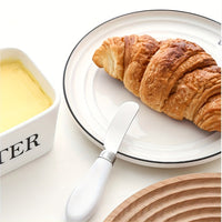 Large Ceramic Butter Dish with Bamboo Lid and Knife