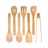 Wooden Spoons for Cooking 7-Pack - Bamboo Kitchen Utensils Set for