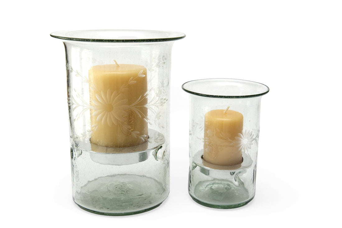 Rose Ann Hall Large Hurricane with Plate and Candle-Crystal