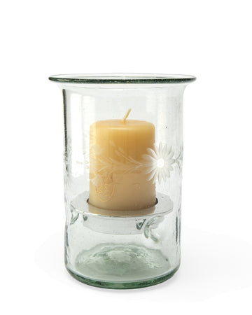 Rose Ann Hall Small Hurricane with Plate and Candle-Crystal