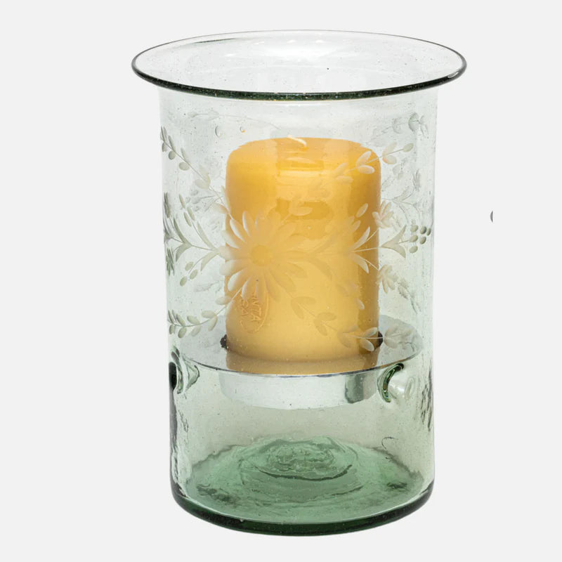 Rose Ann Hall Large Hurricane with Plate and Candle-Crystal