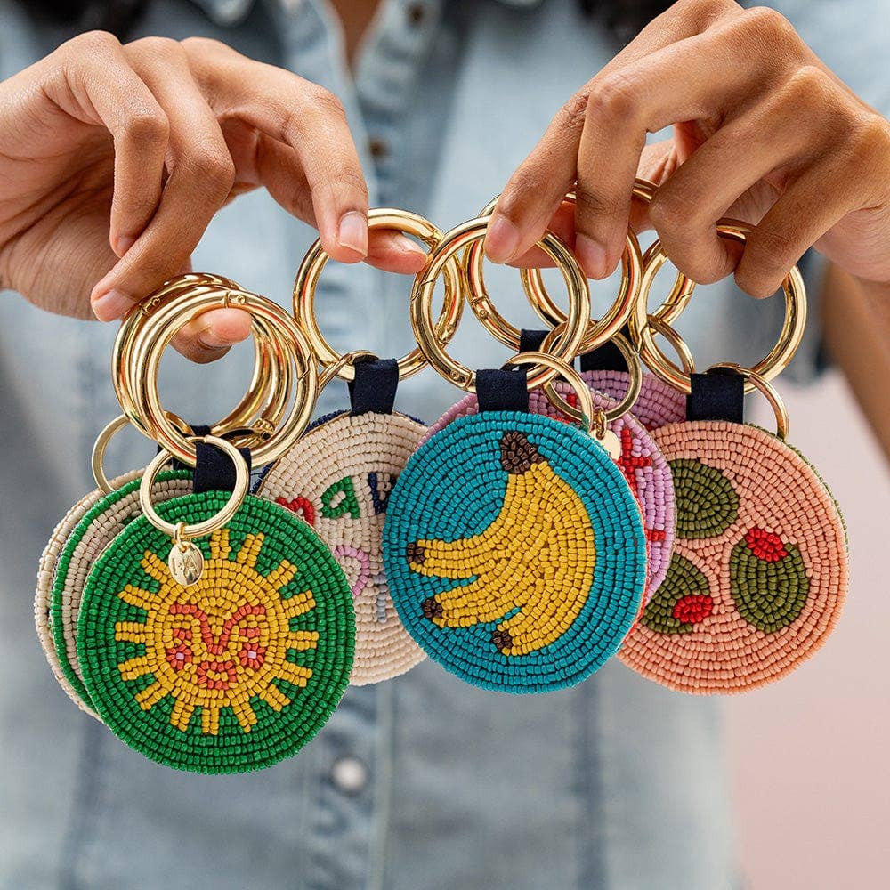 INK + ALLOY - Kelsey Olives Seed Bead Bag Accessory Key Ring Blush