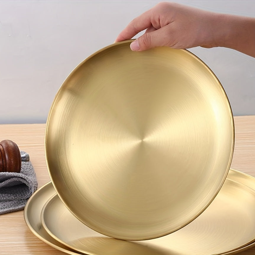 Elegant Stainless Steel Dessert  Snack Plate  Retro Style
