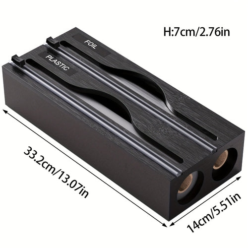Plastic Film Cutter - Bamboo 2-in-1 Kitchen Wrap Dispenser with Slide