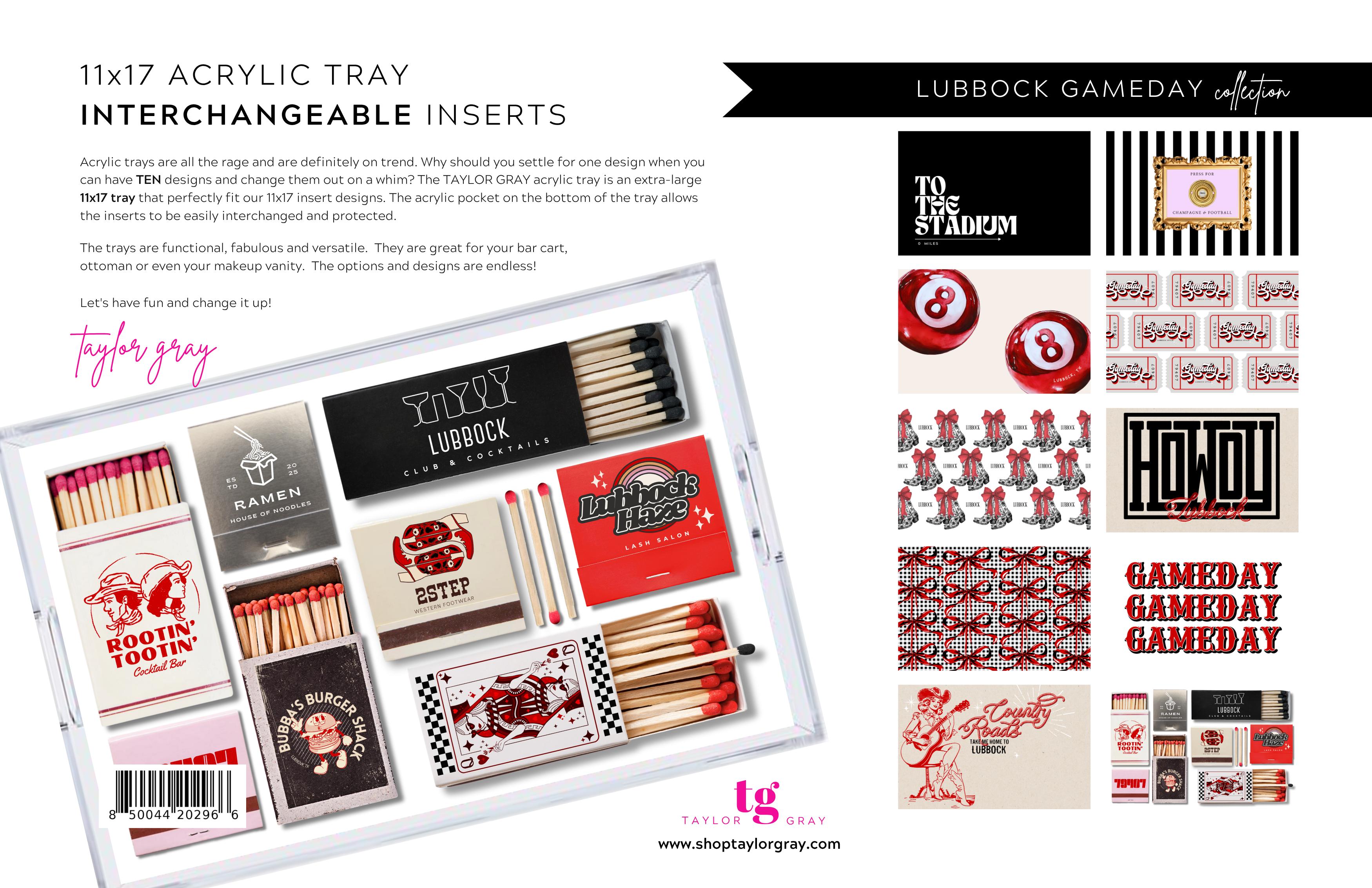 TAYLOR GRAY - 11x17 GAMEDAY LUBBOCK insert set of 10