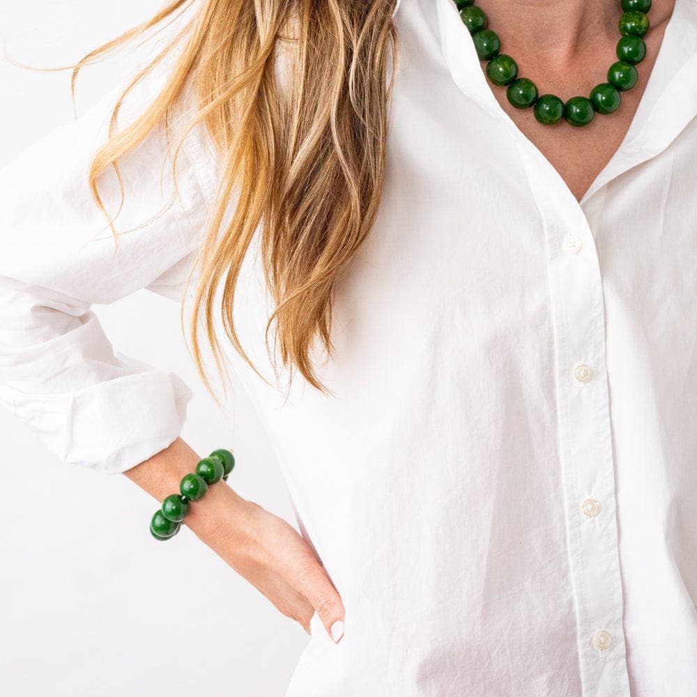 INK + ALLOY - Cece Large Resin Bead Bracelet Green Wholesale