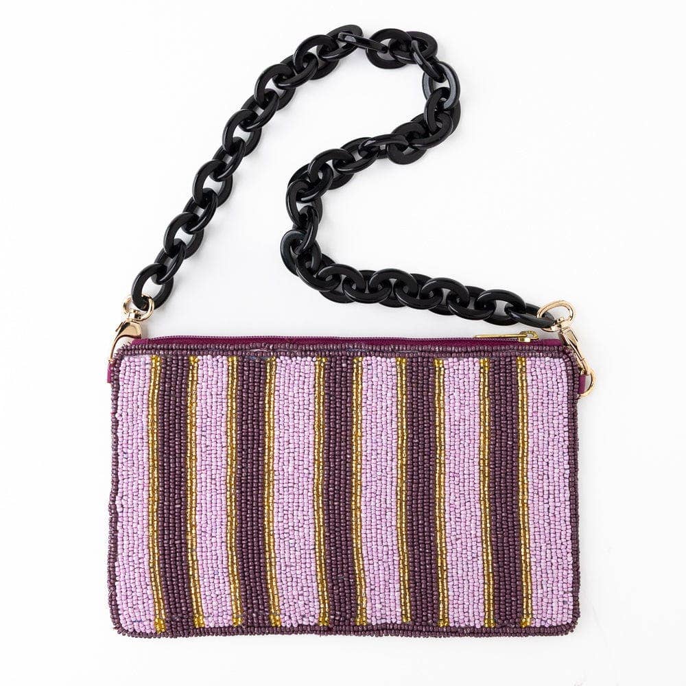 INK + ALLOY - Elenor Embroidered Tiger Beaded Bag Purple Wholesale
