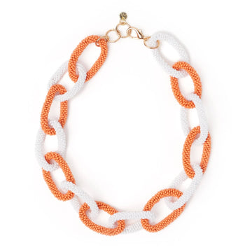 INK + ALLOY - Game Day Chain Link Beaded Necklace Orange + White Wholesale