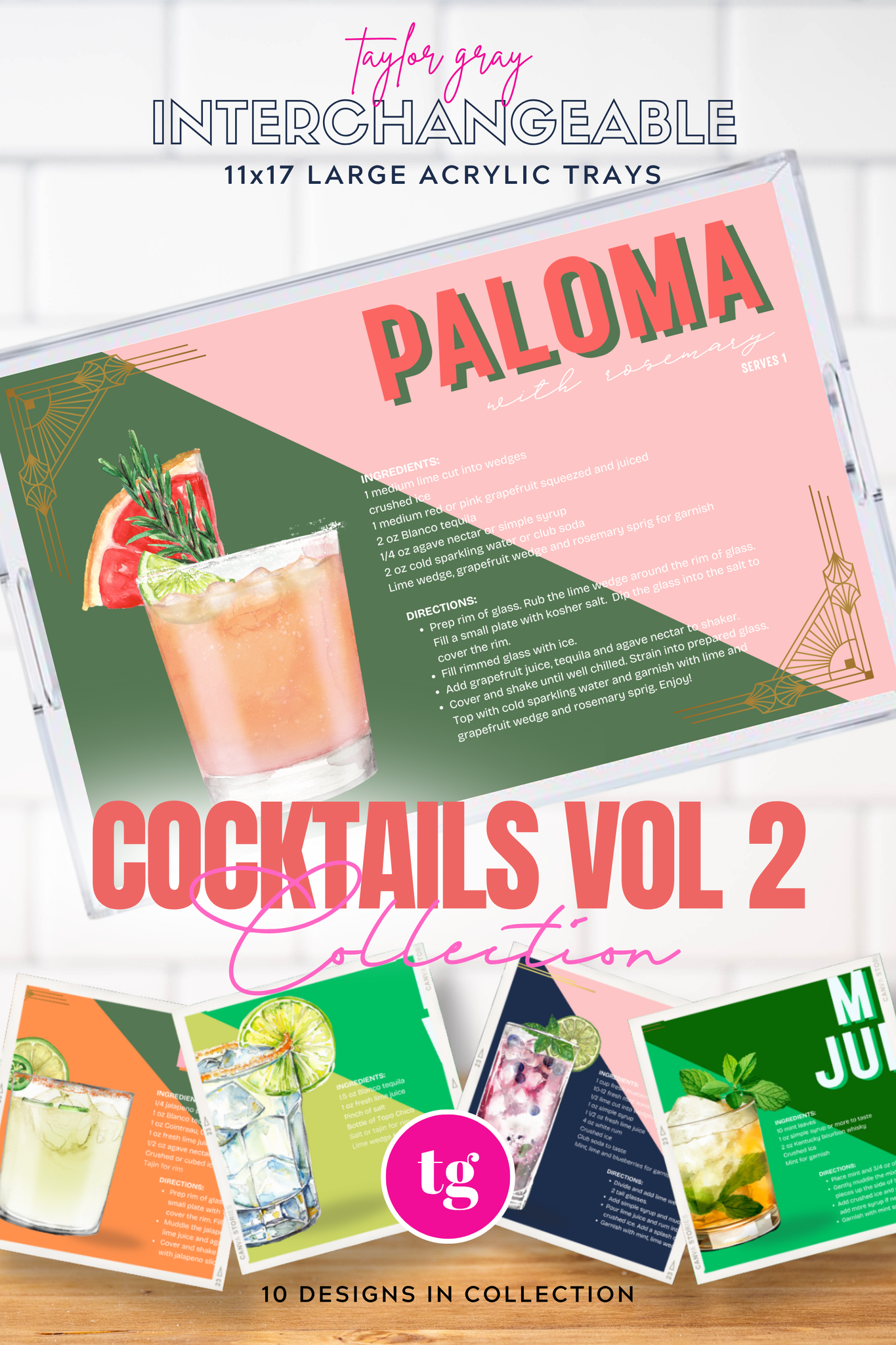 TAYLOR GRAY - 11x17 COCKTAILS VOL 2 insert set of 10