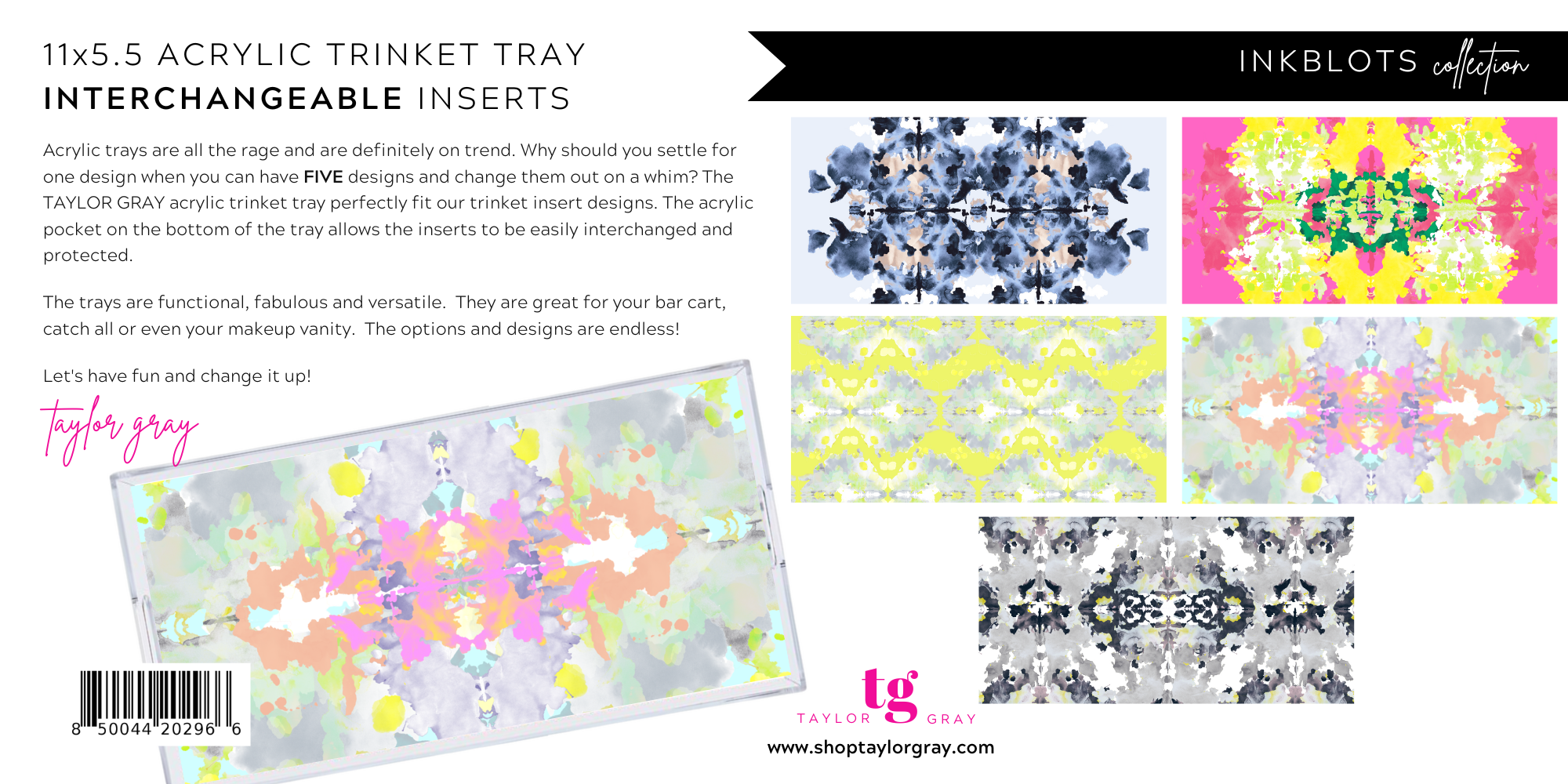 TAYLOR GRAY - 5.5x11 INKBLOTS trinket tray insert set of 5