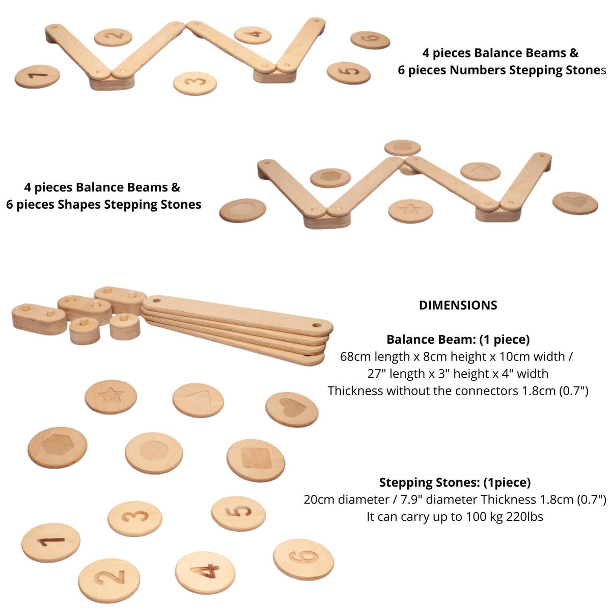 Circular Wooden Balance Beam Set | Montessori