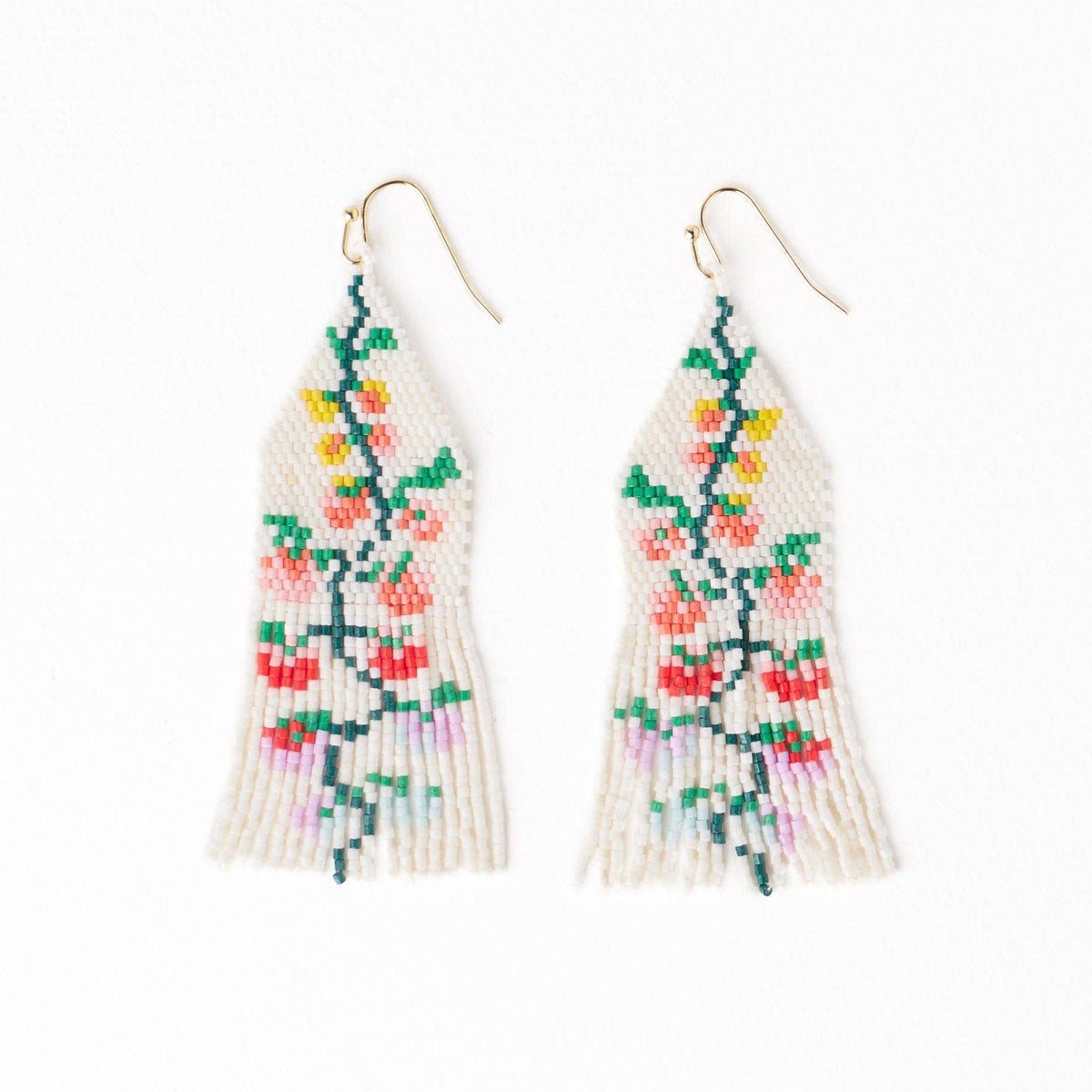 INK + ALLOY - Delilah Multi Floral Beaded Fringe Earrings Rainbow Wholesale