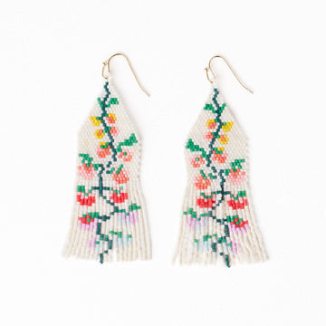 INK + ALLOY - Delilah Multi Floral Beaded Fringe Earrings Rainbow Wholesale