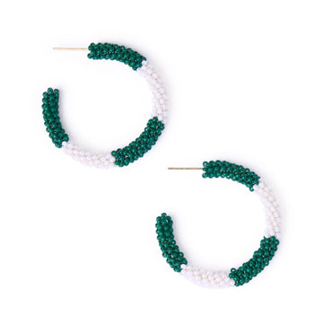 INK + ALLOY - Game Day Beaded Color Block Hoop Earrings Green + White Wholesale