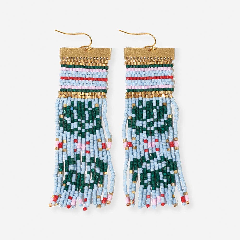 INK + ALLOY - Lauren Nordic Holiday Beaded Fringe Earring Blue Wholesale