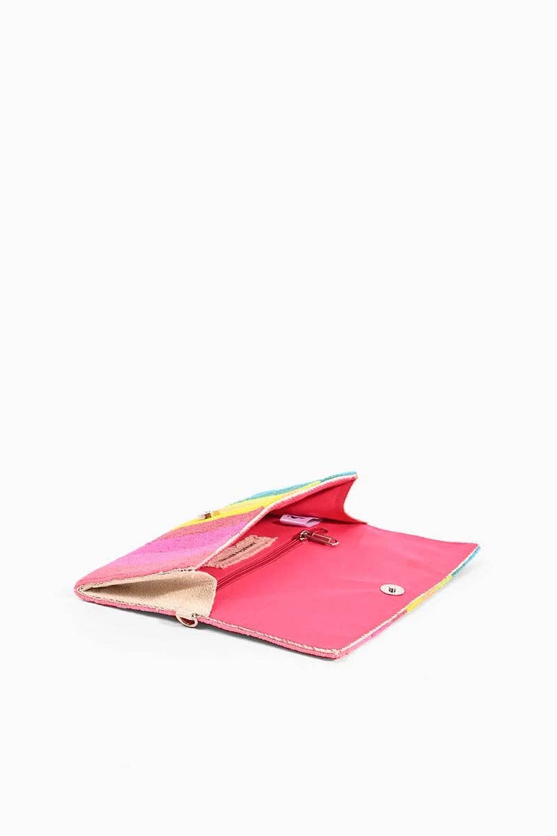America & Beyond - Rainbow Bee Beaded Clutch