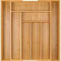 Adjustable Bamboo Cutlery Organizer - Expandable Drawer Divider for