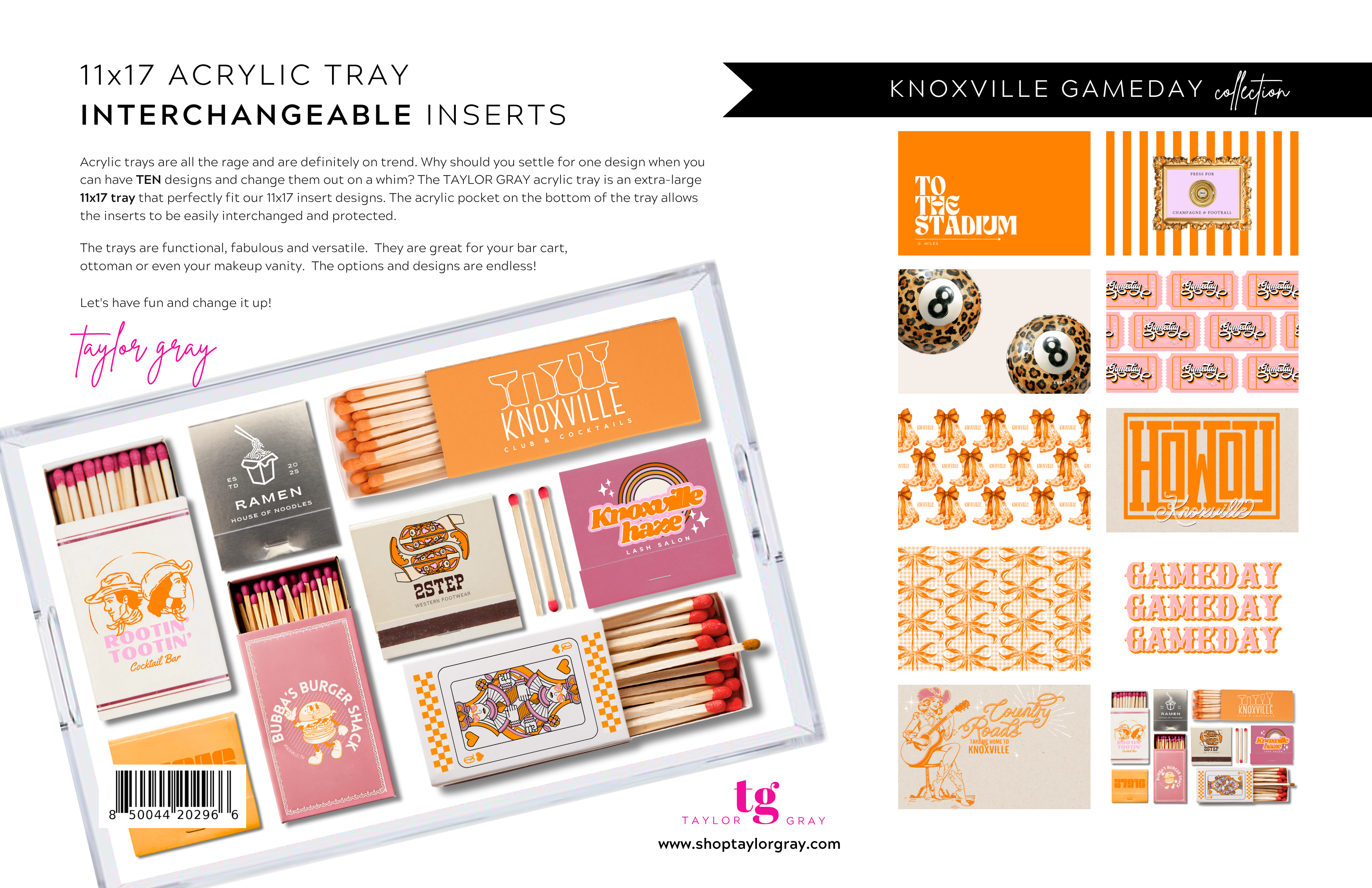 TAYLOR GRAY - 11x17 GAMEDAY KNOXVILLE insert set of 10
