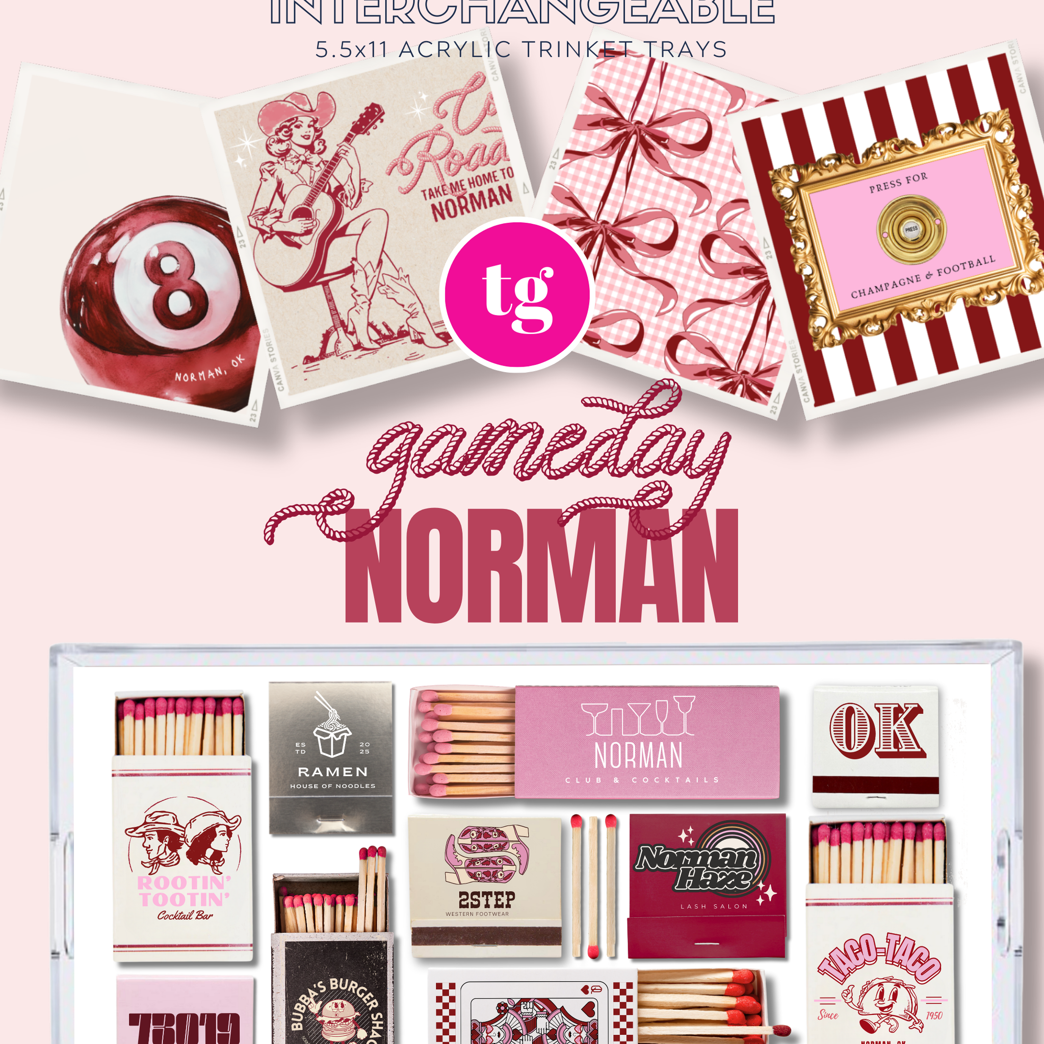 TAYLOR GRAY - 5.5x11 GAMEDAY NORMAN trinket tray insert set of 5