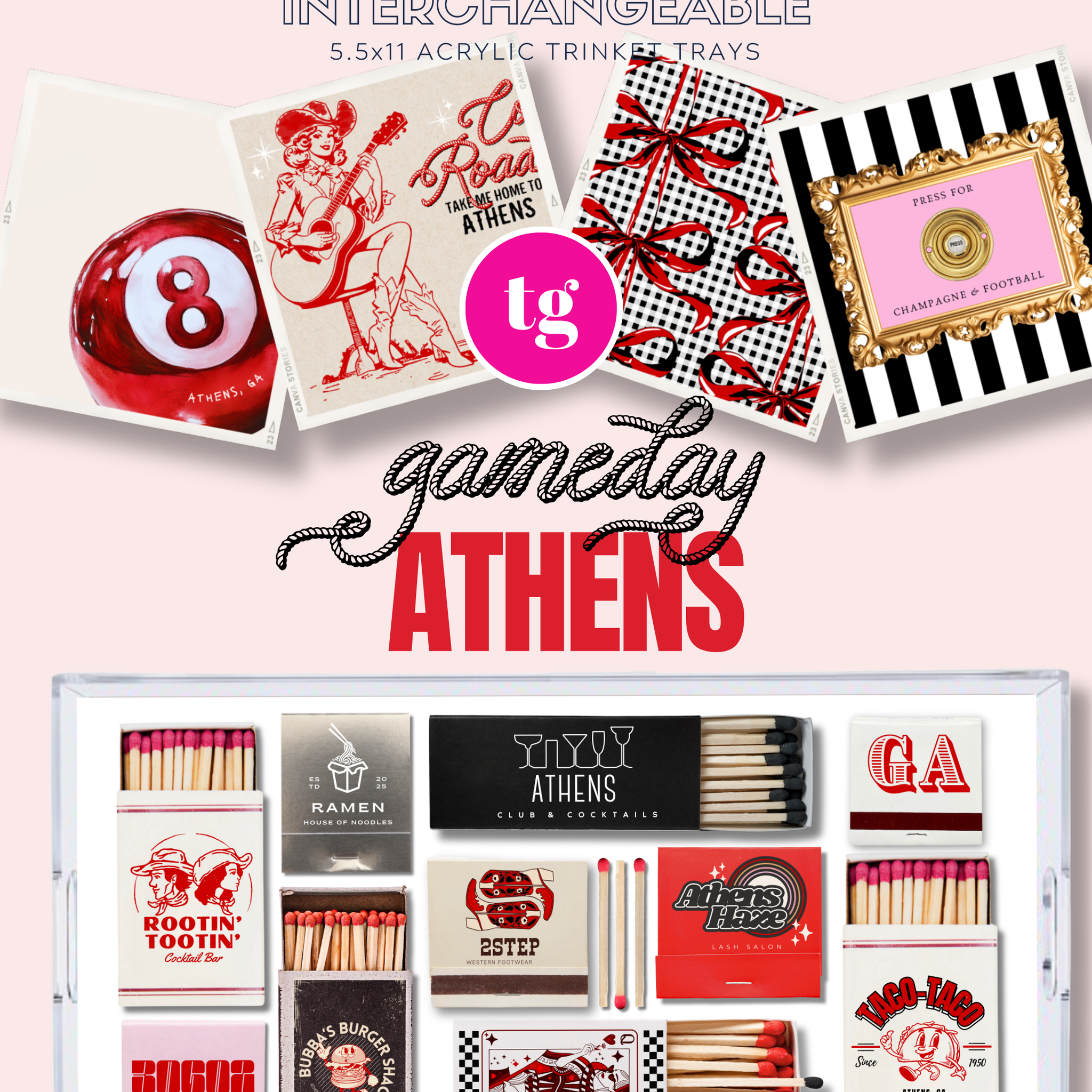 TAYLOR GRAY - 5.5x11 GAMEDAY ATHENS trinket tray insert set of 5