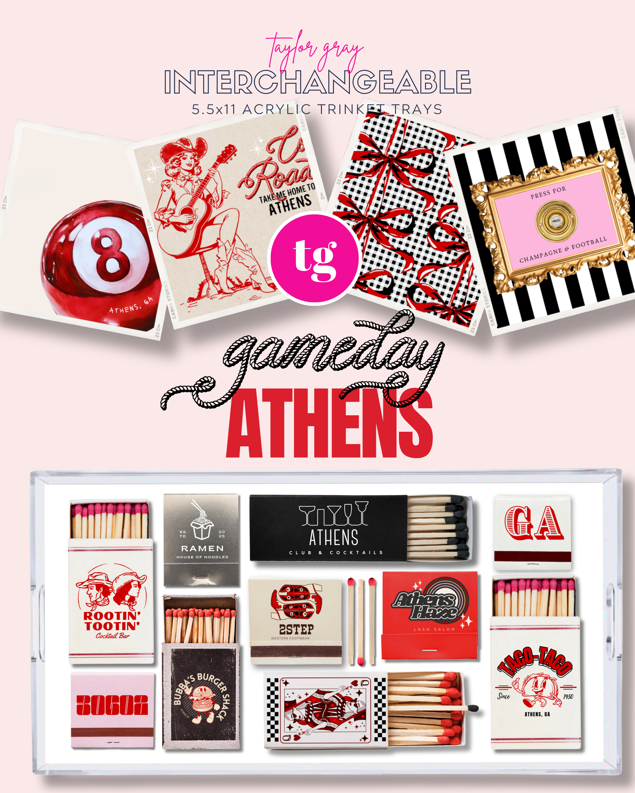 TAYLOR GRAY - 5.5x11 GAMEDAY ATHENS trinket tray insert set of 5