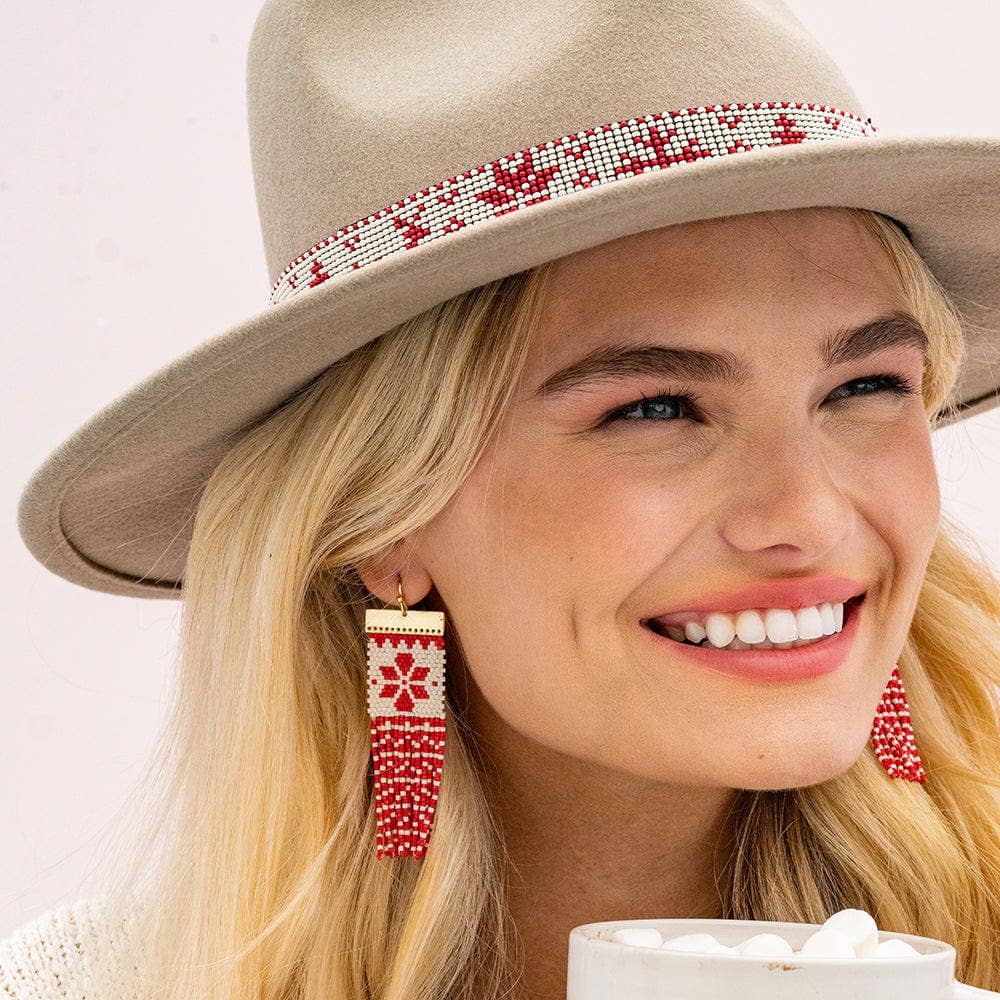 INK + ALLOY - Lauren Holiday Beaded Fringe Earrings Red Wholesale
