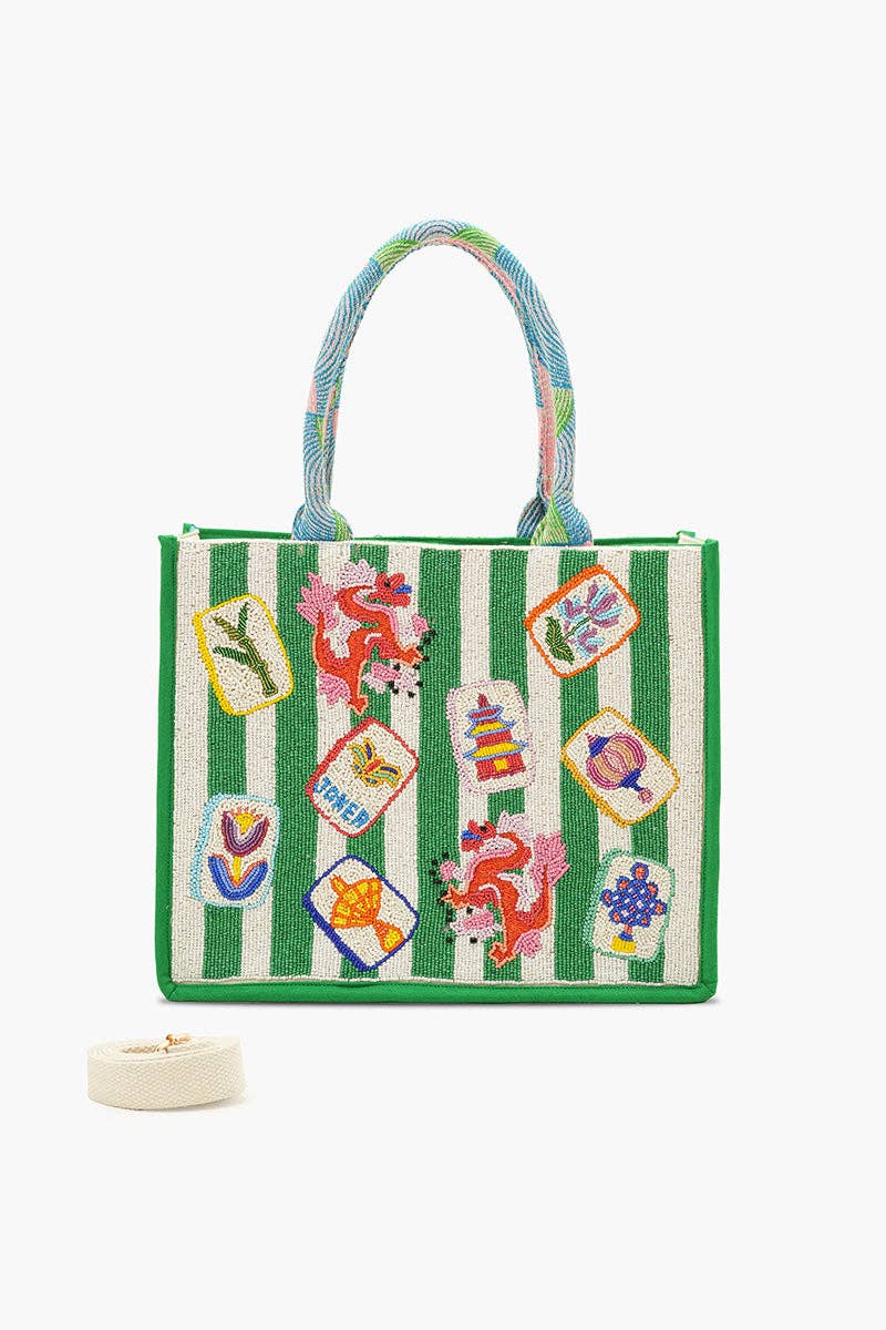America & Beyond - Mahjong Muse Hand-Beaded Large Book Tote