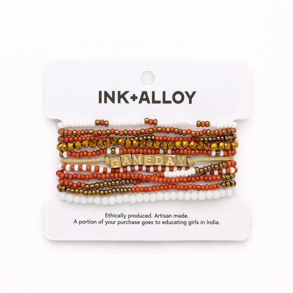 INK + ALLOY - Game Day 11-Strand Bracelet Set Burnt Orange Wholesale