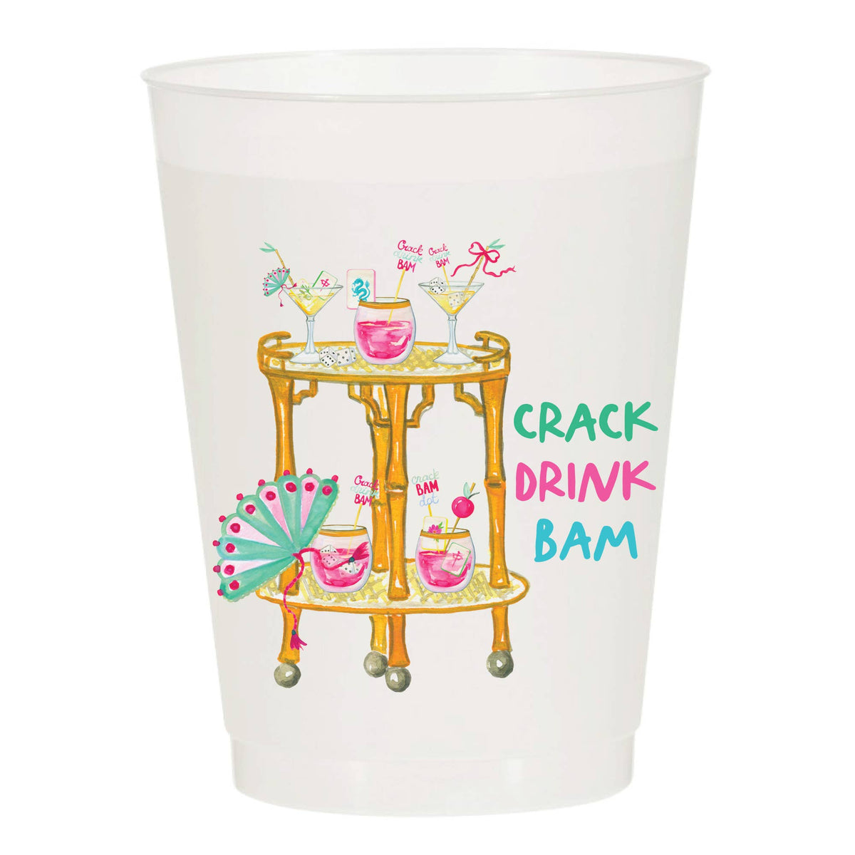 Sip Hip Hooray - Crack Drink Bam Frosted Cups - Mahjong