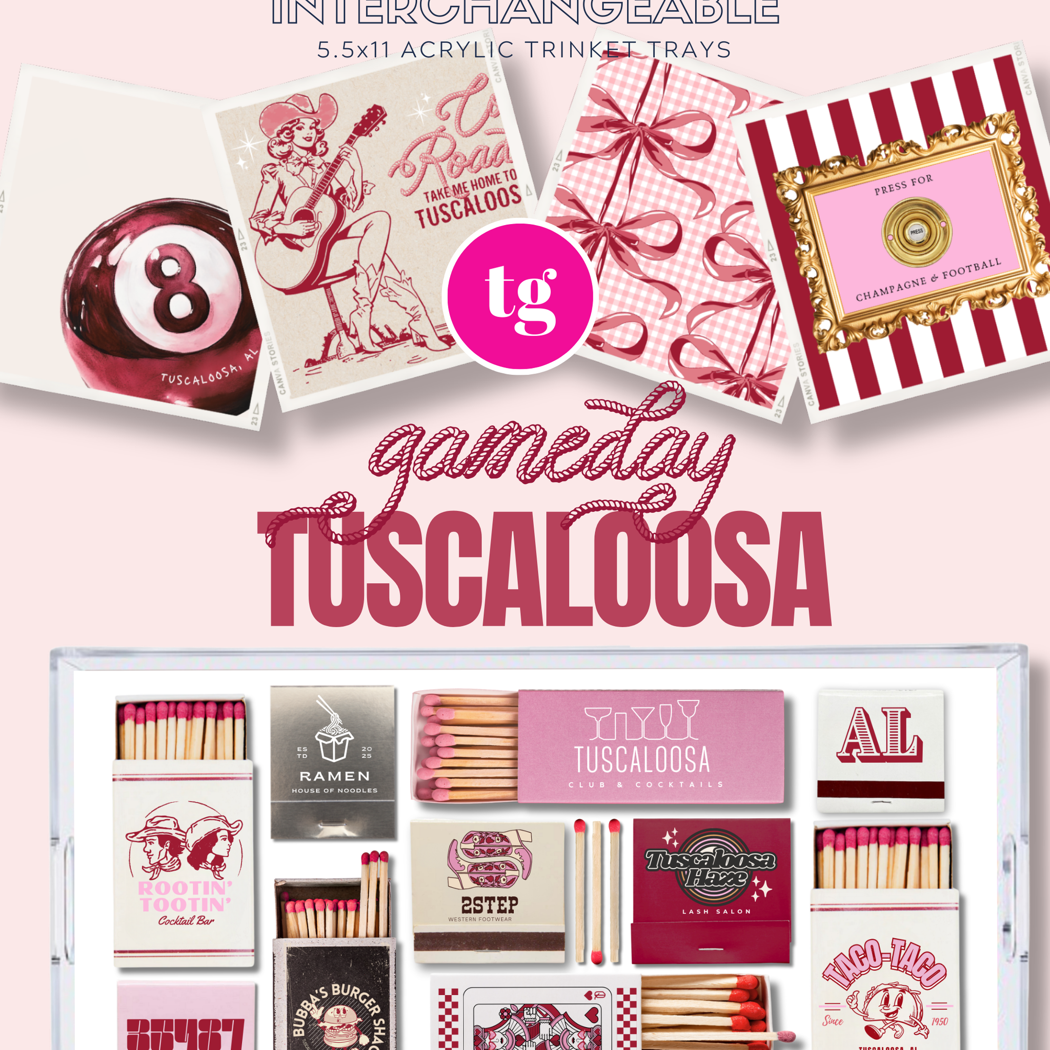 TAYLOR GRAY - 5.5x11 GAMEDAY TUSCALOOSA trinket tray insert set of 5