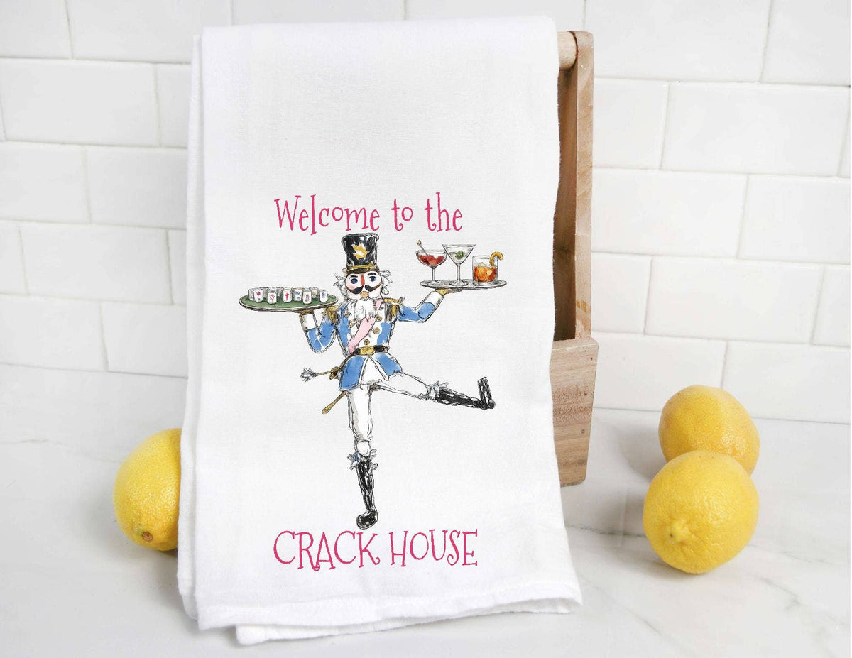 The Preppy Pineapple Home -  Mahjong Christmas Welcome to the Crack House Tea Towel