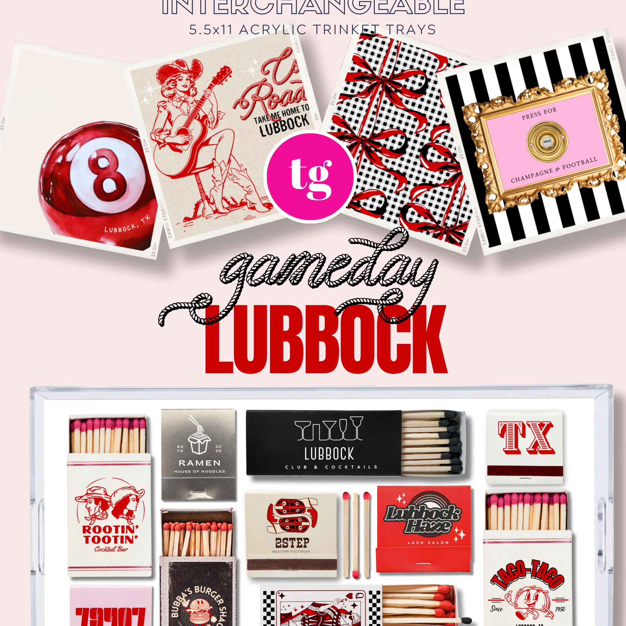 TAYLOR GRAY - 5.5x11 GAMEDAY LUBBOCK trinket tray insert set of 5