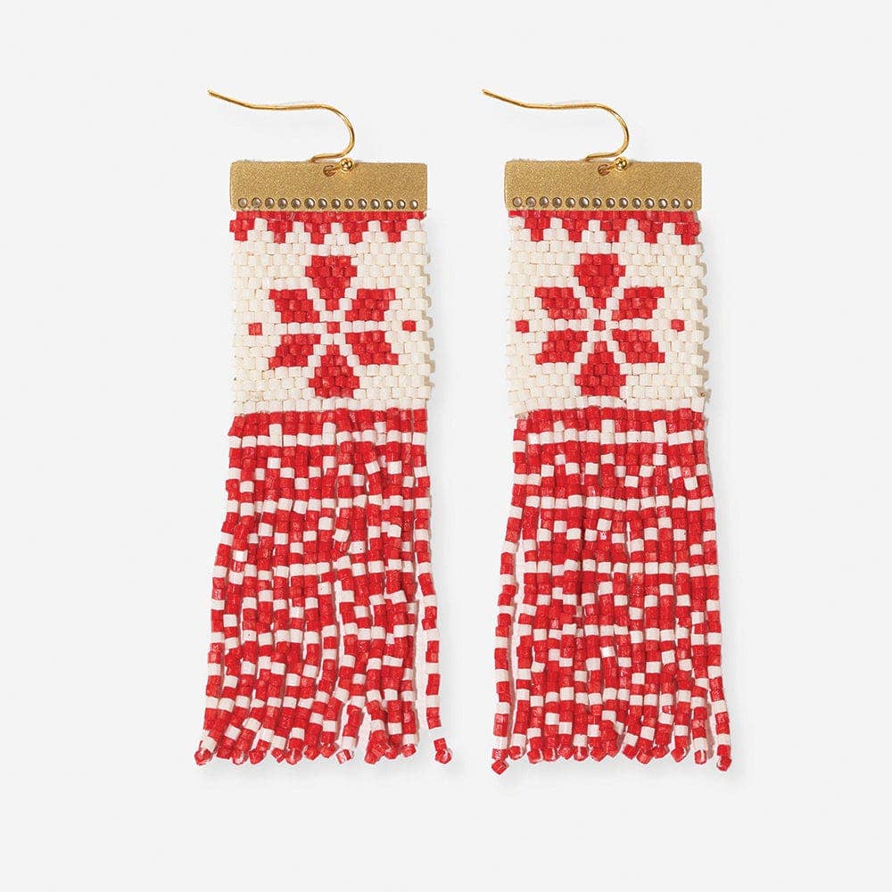 INK + ALLOY - Lauren Holiday Beaded Fringe Earrings Red Wholesale