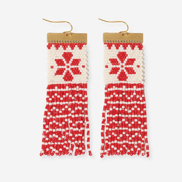 INK + ALLOY - Lauren Holiday Beaded Fringe Earrings Red Wholesale