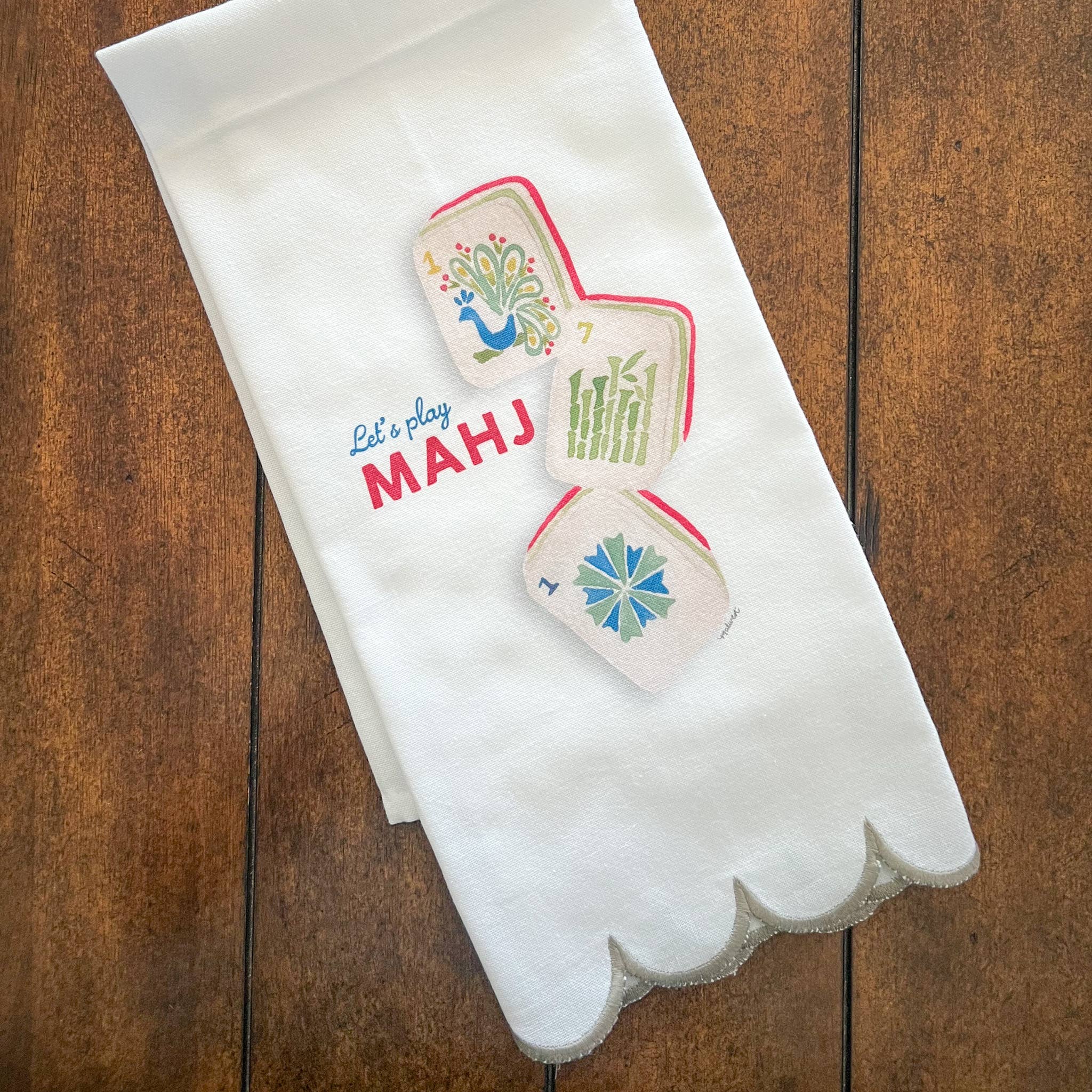 MALWEST design - Mahjong Scalloped Tea Towel