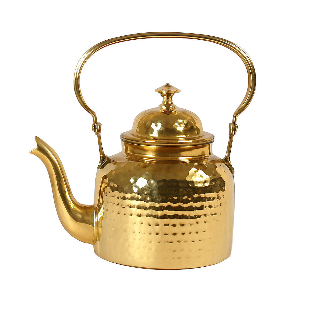 Hammered Brass Teapot with Ornate Handle – 1L