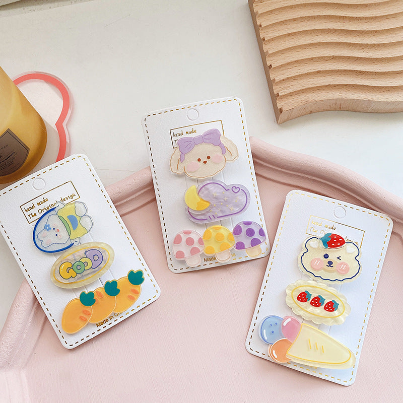 Children’s Cute Acrylic Small Animal Girl Heart Side Hairpin Hair