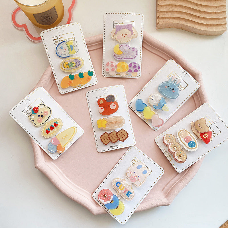 Children’s Cute Acrylic Small Animal Girl Heart Side Hairpin Hair