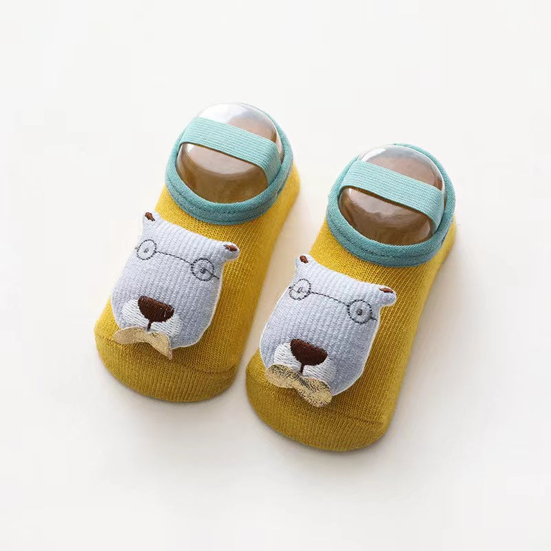 Baby 3D Cartoon Animal Patched Design Dispensing Non-Slip Lace-Up Sock