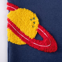 Autumn Arrival Kids Boys Rocket and Planet Cartoon Pattern Crew Neck